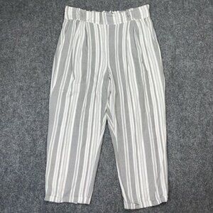American Eagle Pants Womens Size XL White Gray  Striped Wide Leg Pull on